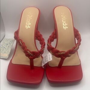 Mudd Red Stiletto Heels with Rhinestone Embellishments Size 8